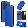 For Asus Zenfone 9 Carbon Fiber Texture Flip Leather Phone Case(Blue)