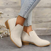 Autumn And Winter Pointed Low-Heeled Boots Women Low Tube Boots, Shoe Size:41(Beige)