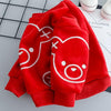 Autumn and Winter Fleece Cartoon Bear Pattern Children Long Sleeve Pullover Top + Pants Set, Height:70cm(White)
