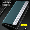 For Samsung Galaxy S21+ 5G Side Electroplated Magnetic Ultra-Thin Horizontal Flip Leather Case with Holder(Silver)