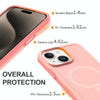 For iPhone 15 Shockproof MagSafe Armor PC Hybrid TPU Phone Case(Light Pink+Coral Red)