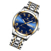FNGEEN 4002 Men Roman Numeral Dial Sports Watch Student Luminous Quartz Watch(Between Gold Blue Surface)