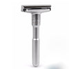 Adjustable Safety Razor Double Edge Classic Mens Shaving Hair Removal Shaver with 5 Blades(Silver Gray)