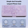 For iPhone 13 Tulips Embossed Leather Phone Case with Lanyard(Purple)