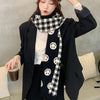 Double-Sided Cute Smiling Face Wool Scarf Women Autumn And Winter All-Match Thick Warm Knitted Bib, Length (cm): 190cm(Black)