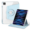 For iPad Air 13 2024 / Pro 12.9 2022 360 Rotation Detachable Clear Acrylic Leather Tablet Case(Ice Blue)