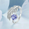 S925 Sterling Silver Feather Open Adjustable Ring(BSR518-E)