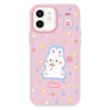 For iPhone 12 Skin Feeling Jelly TPU Hybrid PC Phone Case(Polka Dot Rabbit Pink)