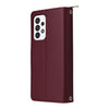 For Samsung Galaxy A73 5G Nine-card Slots Zipper Wallet Bag Leather Phone Case(Wine Red)