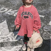 Autumn Girls Loose Letter Long Sleeve Skirt Shirt, Suggest Height:Size 9105-110cm(Pink)