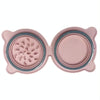 Collapsible Silicone Double Pet Bowl (Pink) - Portable & Anti-Choke