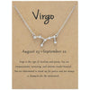12 Zodiac Signs With Diamonds Necklace Card Rhinestones Collarbone Chain Pendant, Style: Virgo Silver