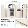 For iPhone 12 Double Flap Zipper RFID Leather Phone Case with Short Lanyard(White)
