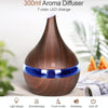300ml USB Electric Aroma Air Diffuser Wood Ultrasonic Air Humidifier Essential Oil Aromatherapy Cool Mist Maker(Flat Mouth Light Wood Grain)