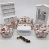 1:12 Doll House Furniture Decoration Three-piece Mimulation Sofa(Fresh Big Flower Cluster)