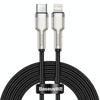 Baseus CATLJK-B01 Cafule Series 20W Type-C / USB-C to 8 Pin PD Metal Charging Data Cable, Length:2m(Black)