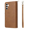 For Samsung Galaxy A35 5G 9-Card Slots Zipper Wallet Bag Leather Phone Case(Brown)