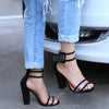 Thick Heeled Serpentine High Heel Sandals, Color:42(Black)