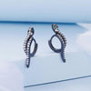 BSE669-D Sterling Silver S925 White Gold Plated Zircon Snake Earrings
