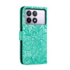 For Xiaomi Redmi K70 Lace Flower Embossing Flip Leather Phone Case(Green)