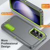 For Samsung Galaxy S24+ / S25+ 5G Rugged PC Hybrid Silicone Phone Case with Holder(Grey+Fresh Green)