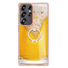 For Samsung Galaxy S25 Ultra 5G Electroplating Dual-side IMD Phone Case with Ring Holder(Draft Beer)