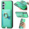 For Samsung Galaxy A24 5G Retro Cross Leather Ring Side Insert Card Bag MagSafe Phone Case(Green)