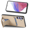 For Samsung Galaxy S25 Ultra 5G Carbon Fiber Card Bag Fold Stand Phone Case(Khaki)