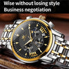 OLEVS 2892 Men Multifunctional Business Waterproof Quartz Watch(Black + Gold)