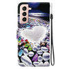 For Samsung Galaxy S22 5G Crystal Texture Colored Drawing Leather Phone Case(Heart Shaped)