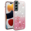 For Samsung Galaxy S22 5G Gradient Glitter Flower All-inclusive Phone Case(Pink)