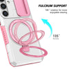 For Samsung Galaxy S24 5G Sliding Camshield MagSafe Holder TPU Hybrid PC Phone Case(Pink White)