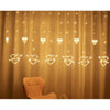 LED Heart-Shaped Decorative Lights Curtain Lights Holiday Dress String Lights, EU Plug(Warm White Light)