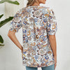 Women V-neck Loose Short-sleeved Printed T-shirt Top, Size: XL(Orange Cashew)