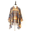 Spring Autumn Winter Checkered Pattern Hooded Cloak Shawl Scarf, Length (CM): 135cm(DP-05 Yellow)