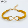 3 PCS Women Fashion Symbol Word 8 Twine Bracelets( yellow)