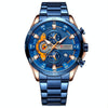Curren 8402 Calendar Six-Hand Steel Strap Business Quartz Watch, Color: Rose Shell Blue