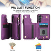 For Samsung Galaxy A54 Double Flap Zipper RFID Leather Phone Case with Short Lanyard(Dark Purple)