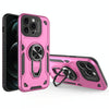 For iPhone 12 Pro Metal Rotating Bracket TPU + PC Magnetic Phone Case(Pink Purple)