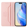 For iPhone XS Max RC01 Dual-Folded Magnetic Suction RFID Leather Phone Case(Pink)