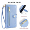 For Samsung Galaxy S25+ 5G Sheep Texture Cross-body Zipper Wallet Leather Phone Case(Blue)