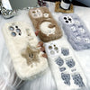 For iPhone 14 Cute Embroidery Plush Silicone Phone Case(Gray Cat)