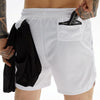 Mens Quick Dry Athletic Shorts Single Layer 5 / 10 Pants With Towel Hanging, Size: XL(White)