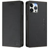 For iPhone 12 Pro Max RC01 Dual-Folded Magnetic Suction RFID Leather Phone Case(Black)