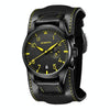 Ochstin 7228 Multifunctional Business Leather Wrist Wrist Waterproof Quartz Watch(Black+Yellow)