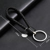 Woven Leather Cord Keychain Car Pendant Leather Key Ring Baotou With Small Round Piece(Light Purple)