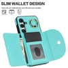 For Samsung Galaxy S25+ 5G Ring Holder Card Bag Skin Feel Phone Case(Green)