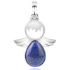 Women Angel Wings Pendants Natural Crystal Stone Necklaces(Lapis Lazuli)