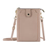 Litchi Texture Card Holder Mobile Phone Zipper Bag with Long Strap(Khaki)
