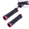 OQSPORT 2 PCS Bike Hand Grips Bilateral Lock Straight Barrel MTB Bicycle Anti-slip Handlebar Grips(Wine Red)